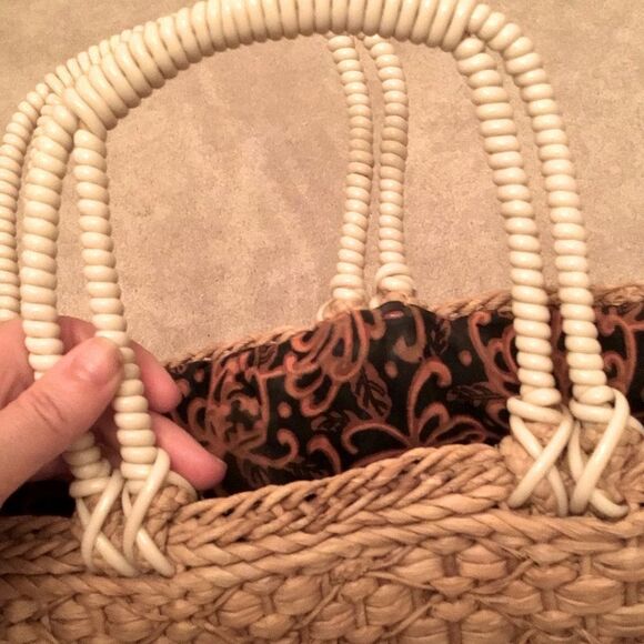 Vintage Straw bag handle Tote Picnic bag summer beach pool stylish - Picture 3 of 6